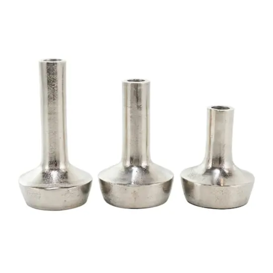 Silver Aluminum Candle Holder with Rounded Base Set {1}
