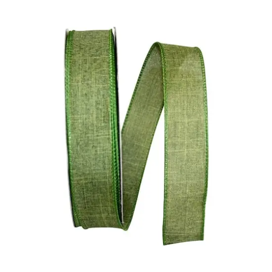 JAM Paper 1.5" x 50yd. Linen Wired Ribbon Moss {1}