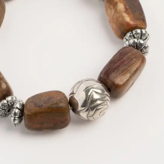 John Bead Jasper No.87 Natural Stone Stretch Bracelet {3}
