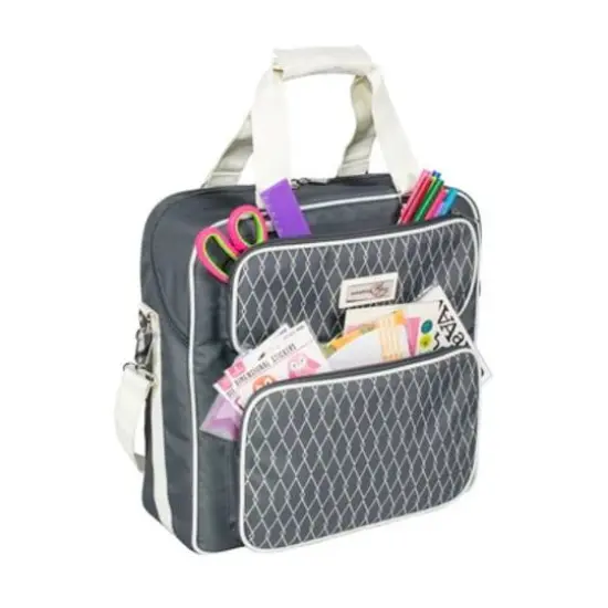 Everything Mary Deluxe Gray and White Scrapbook Carrying Storage Tote {5}