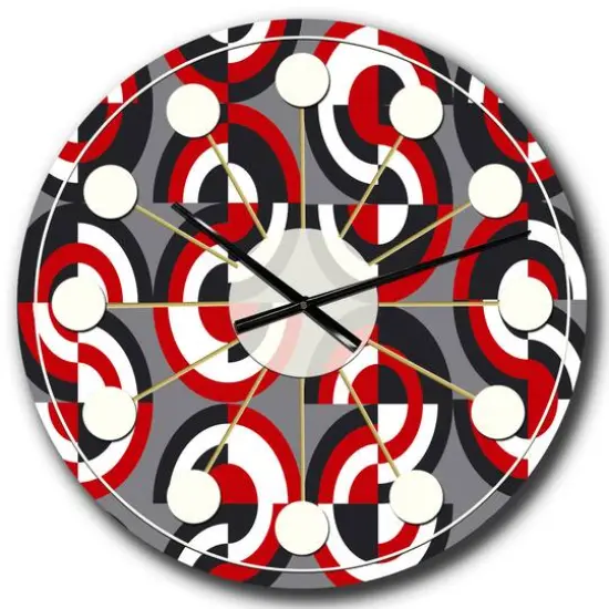 Designart 'Retro Circular Pattern Geometrical Mid-Century Modern Wall Clock {3}