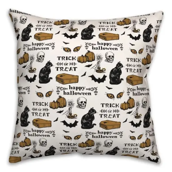 Vintage Halloween Pattern Throw Pillow {1}