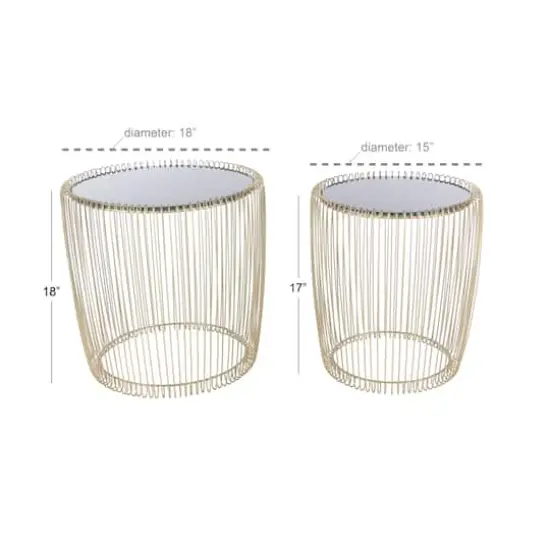 Gold Metal Contemporary Accent Table Set {5}