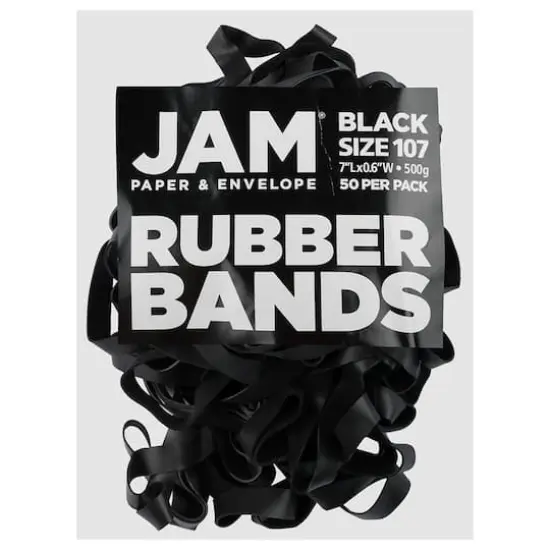 JAM Paper Size 107 Black Rubber Bands, 50ct. {1}