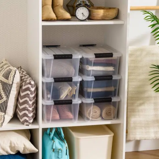 IRIS&reg; 13.5qt. Buckled Clear Boxes with Clear Buckle Lids, 6ct. {12}