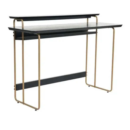 Hello Honey® Pacifica Mid-Century Modern Computer Desk Gold/Black {11}
