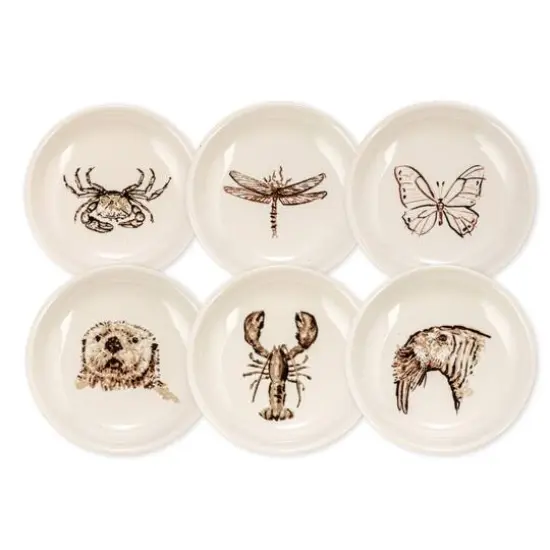 Hello Honey&reg; 3" Cream Round Stoneware Dish Set with Animal Prints {3}