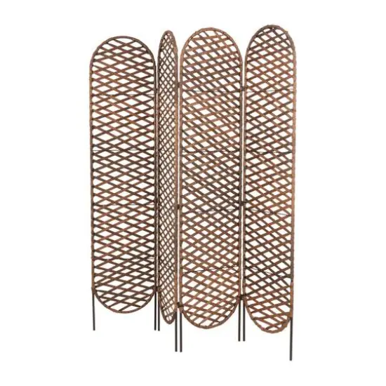 6ft. Copper Metal Geometric Handmade Foldable Freestanding Woven Room Divider Screen {6}