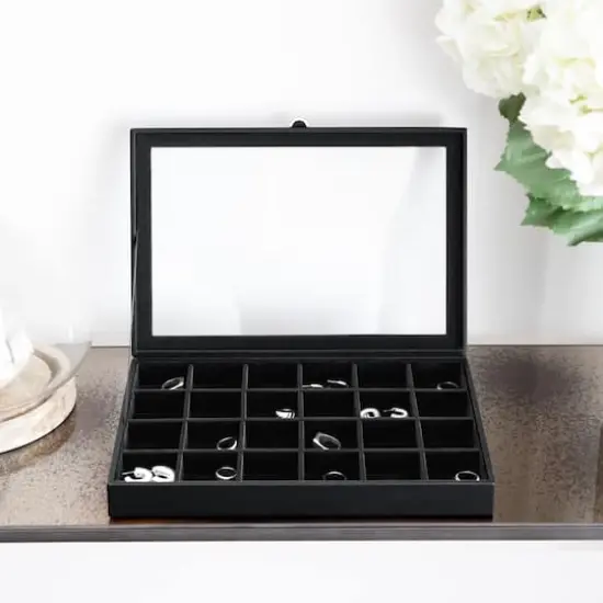 Lilarie & Co. Jewelry Box with Glass Lid Black {4}