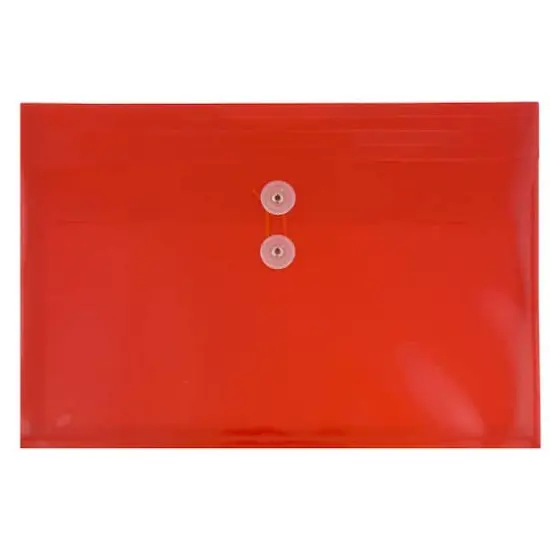 JAM Paper 9.75" x 14.5" Button & String Tie Closure Plastic Envelopes, 12ct. Red {1}