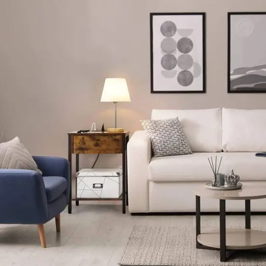 NEX&trade; Rustic Brown Nightstand End Table with USB Ports & Power Outlets {7}