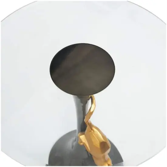 24" Black & Gold Leopard Accent Table {4}