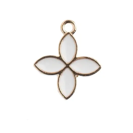 John Bead Sweet & Petite Four Petals Charms, 10ct. White {1}