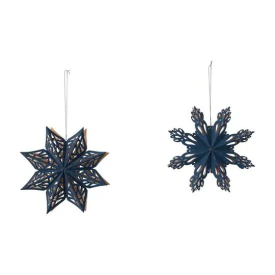 Hello Honey&reg; Navy & Gold Flocked Paper Snowflake Ornament Set {1}