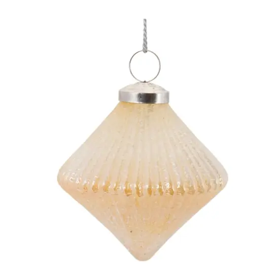 Peach Ribbed Glass Ornament Set {4}