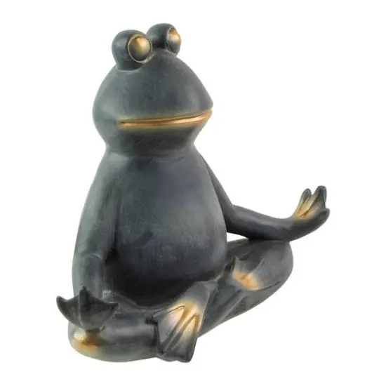 12" Frog in Lotus Yoga Position Garden Statue {4}