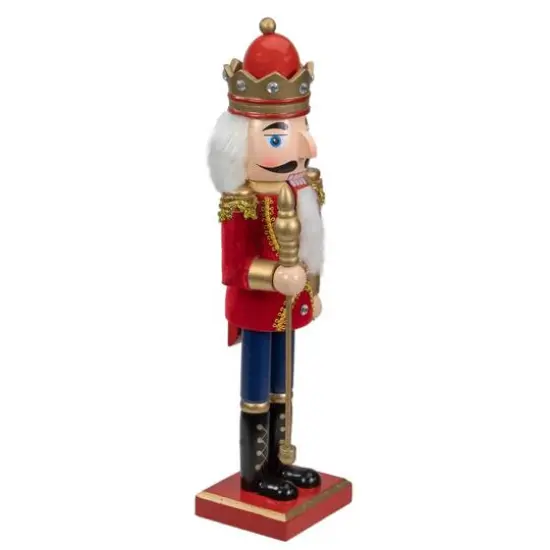 14" Wooden Nutcracker King with Scepter {8}