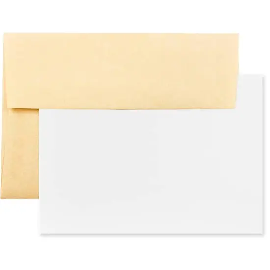 JAM Paper 4.37" x 5.75" Blank Greeting Cards Set with Parchment Envelopes, 25ct. Antique Gold {1}