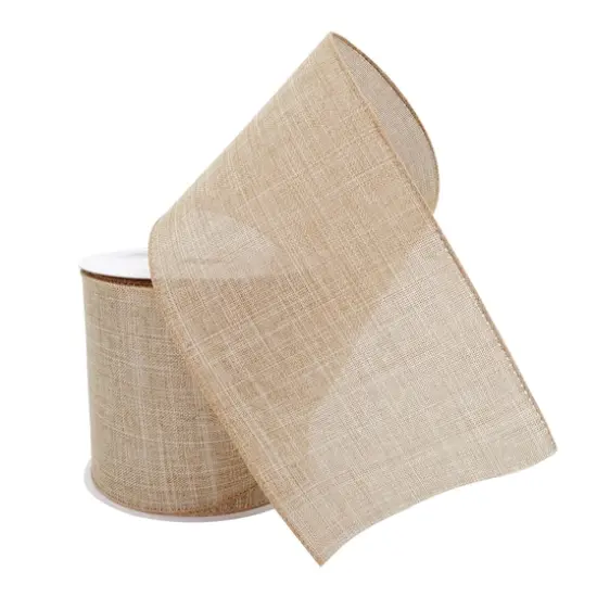 4" x 18ft. Faux Linen Wired Ribbon by Celebrate It&trade; Specialty {5}
