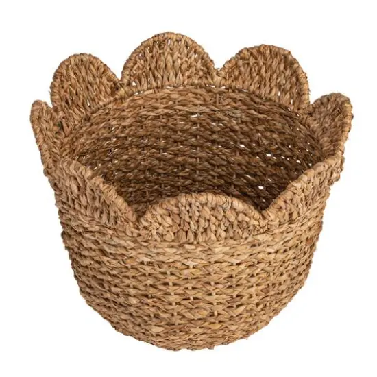 Hello Honey&reg; Natural Scalloped Edge Braided Bankuan & Rattan Basket Set {7}