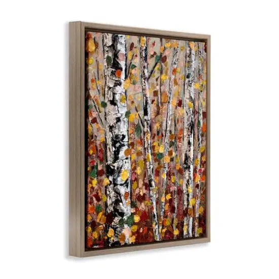 Stupell Industries Autumn Birch Trees Abstract Leaves Floater Framed Art Brown {4}