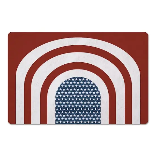 Designs Direct Red Arched Stripes & Stars Floor Mat {1}