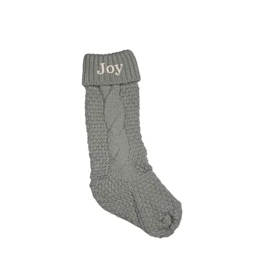 18" Joy Cable Knit Stocking Gray {1}