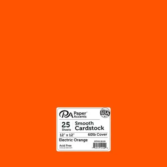 PA Paper™ Accents 12" x 12" 65lb. Smooth Cardstock, 25 Sheets Electric Orange {1}