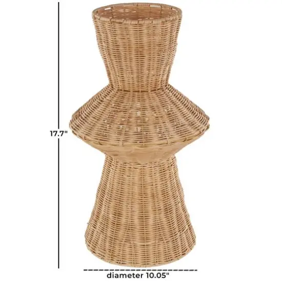 18" Brown Rattan Handmade Woven Tapered & Fluted Vase {8}
