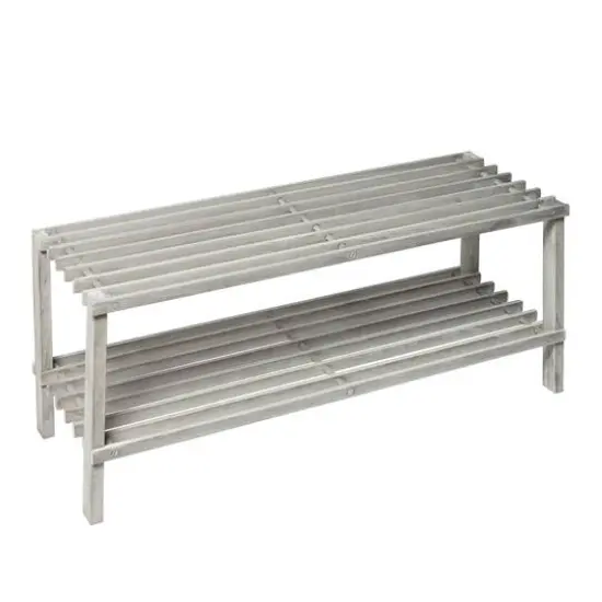 Honey Can Do Gray 2-Tier Wood Shoe Rack {4}