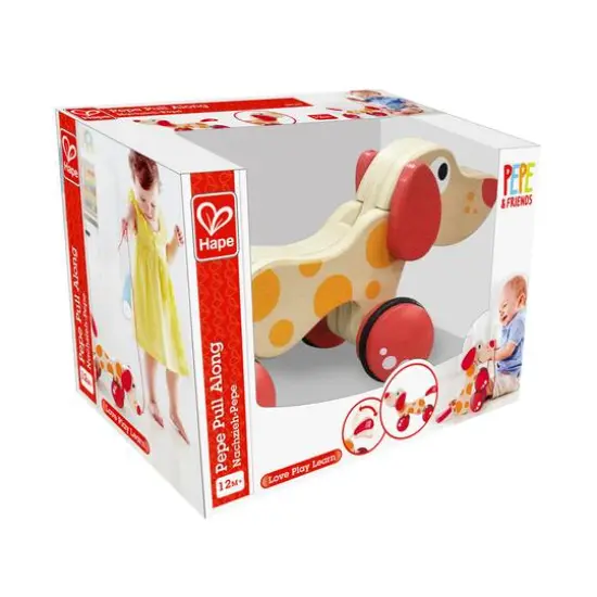 Hape Walk-A-Long Pepe the Puppy Wooden Toddler Pull Toy {6}