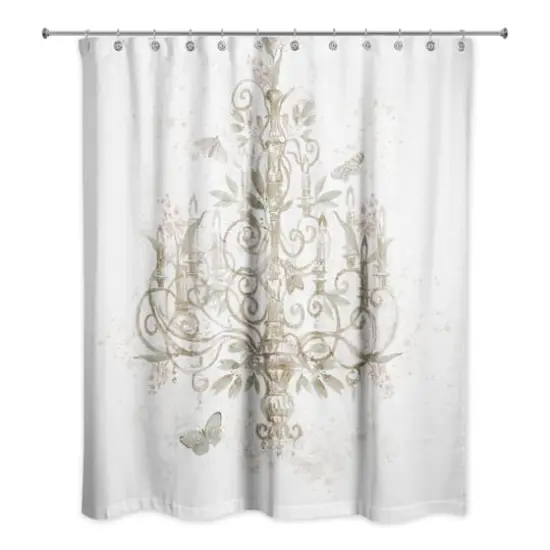 Soft Sage and Blush Chandelier 71" x 74" Shower Curtain {3}
