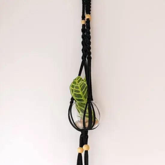Hoooked Zpagetti Yarn Macrame Hanging Basket Kit Black {7}