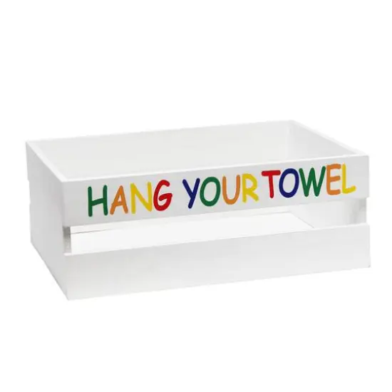 Elegant Designs Large White Wash Kids Towel Holder, Frame & Toilet Paper Holder Set {7}