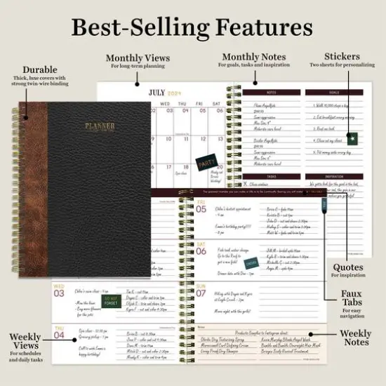 TF Publishing 2024 - 2025 Bound Black Medium Spiral Planner {7}