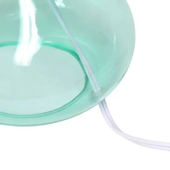 Simple Designs&trade; 14" Glass Raindrop Table Lamp with White Shade Aqua with White Shade {9}