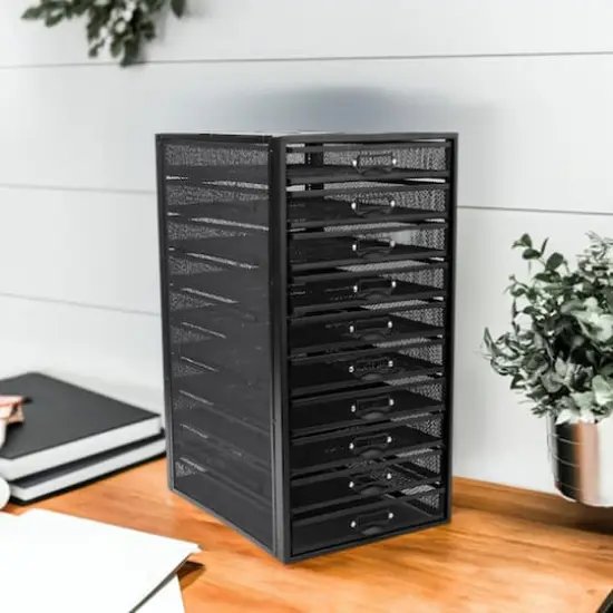 Mind Reader Black 10-Compartment Mesh Desk Organizer {1}