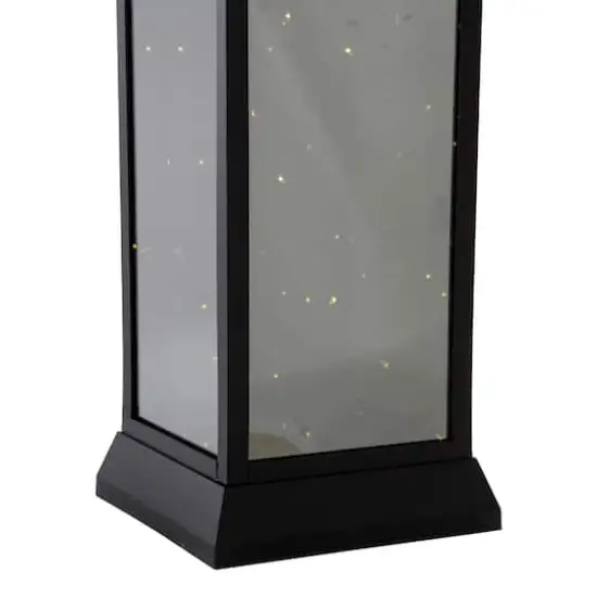 19" Black LED Mirrored Lantern with Warm White Flickering Lights {5}