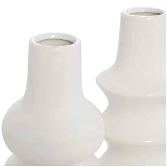 11" White Ceramic Abstract Vase Set {4}