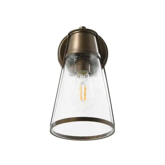 Hello Honey&reg; Robert Stevenson Lighting Jaxon 13.5" Metal & Seedy Glass Outdoor Wall Sconce Aged Tuscan {7}
