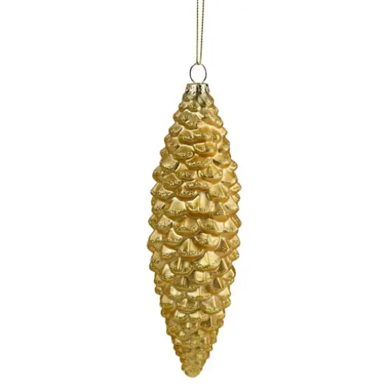 Matte Gold Pine Cone Glass Ornament {1}