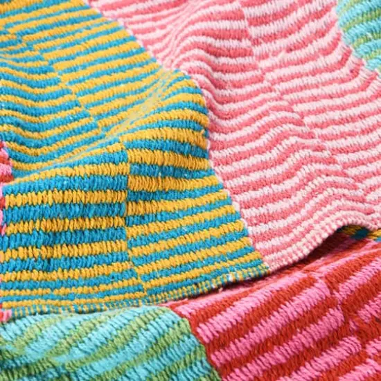 Hello Honey&reg; Multicolor Woven Recycled Cotton Blend Striped Throw with Tassels {4}