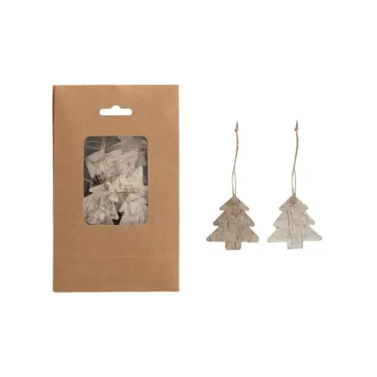 Hello Honey&reg; 2.25" Natural Birch Bark Tree Shaped Ornaments with Jute Hangers, 21ct. {1}