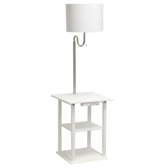 Simple Designs 57" 2 Tier Floor Lamp with USB & Outlet White {1}