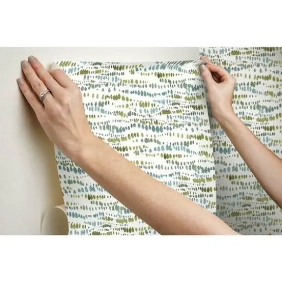 RoomMates Dotted Line Peel & Stick Wallpaper Blue and Green {11}