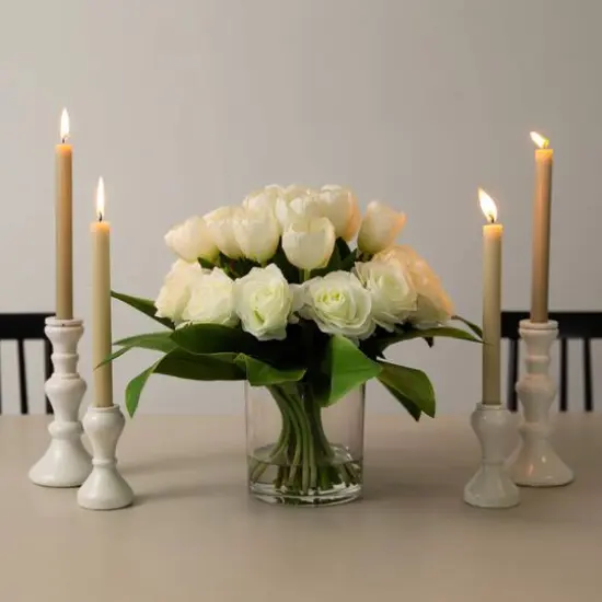 Wedding Collection 20in. Artificial Roses and Tulips Arrangement in Glass Vase {6}