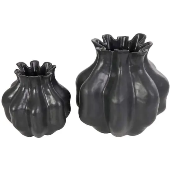 Black Abstract Tulip Shaped Vase Set {1}