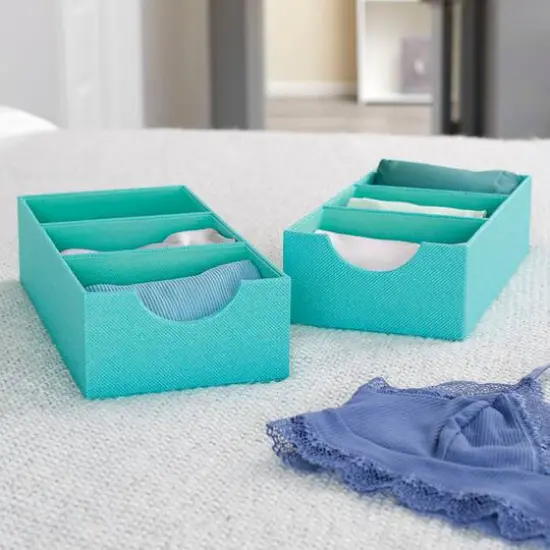 Household Essentials 3-Compartment Drawer Organizers, 2ct. Green {4}