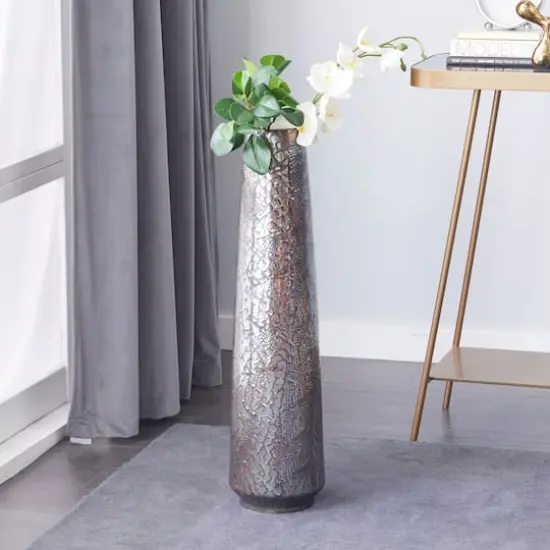 Silver Ceramic Contemporary Vase, 31" x 8" x 8" {7}