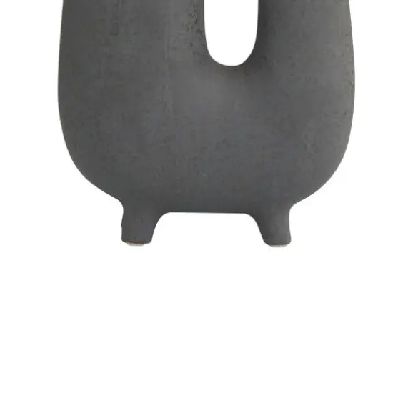 8" Dark Gray Ceramic U-Shaped Abstract Vase with Small Feet {6}